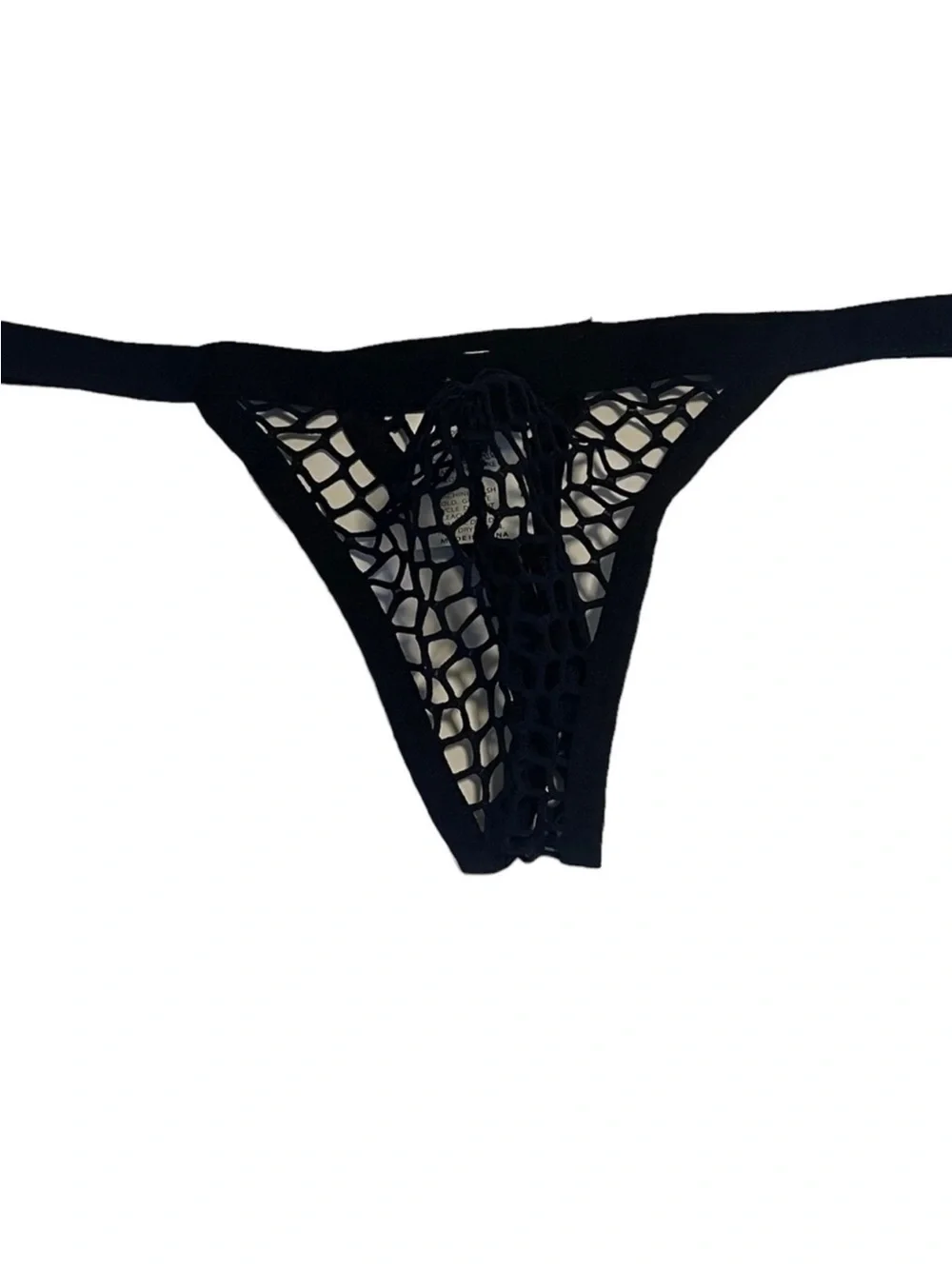 Mens Thong G-String Mesh See Through Black Underwear Medium Sexy Gogo Exposed